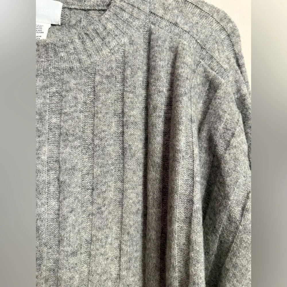 H&M Women’s Wool Blend Ribbed Mock Neck Sweater Gray Size XXL Oversized Cozy - Picture 5 of 6